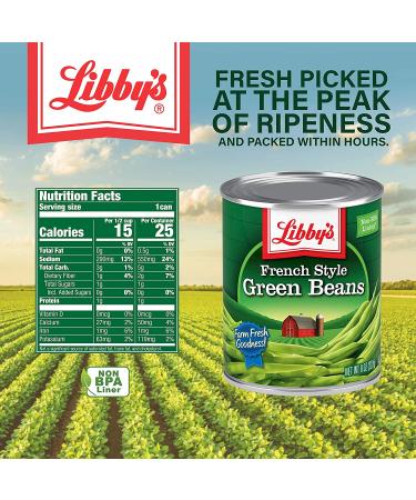 Libby's French Style Green Beans | 100% Green Beans | Classically Delicious  Mild & Subtly Sweet | Crisp-Tender Bite | No Preservatives | French Cut | Kosher | 8 ounce cans (Pack of 12) - Buy Online on GoSupps.com