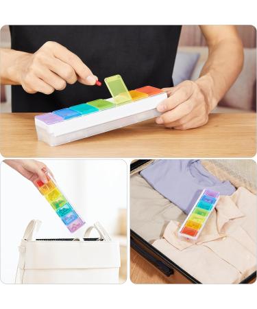 Shop Fullicon Weekly Pill Organizer - 7 Day Spill Proof Large Pill Box | Travel Medicine Organizer for Vitamins & Supplements (Rainbow Clear) - Fast International Shipping - Buy Online on GoSupps.com