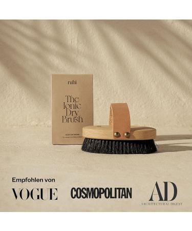 Ruhi Monastery Ionic Body Dry Brush - 100% Natural Bristles Copper for Cellulite Massage - FSC-Certified Beech Wood - Imported from Germany - Available in Beige Black - Buy Online on GoSupps.com