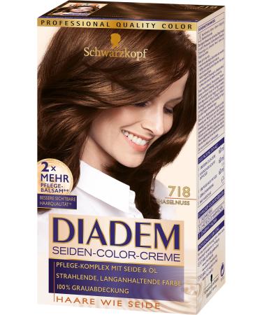 SCHWARZKOPF DIADEM Silk Color Cream 718 Hazelnut Level 3 Pack of 3 (3 x 180 ml) Hazelnut 180 ml (Pack of 3)