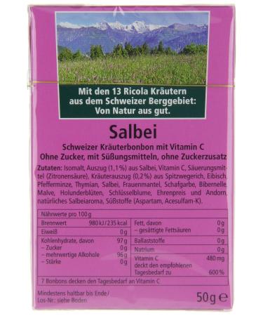 Buy Ricola Sage Without Sugar - 20 Pack (20 x 50g) | International Shipping Available - Buy Online on GoSupps.com