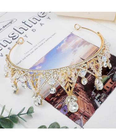 Tocess Princess Gold Tiara for Women - Crystal Rhinestone Crown for Bride, Wedding, Prom, Birthday - Ideal Gift - Buy Online on GoSupps.com