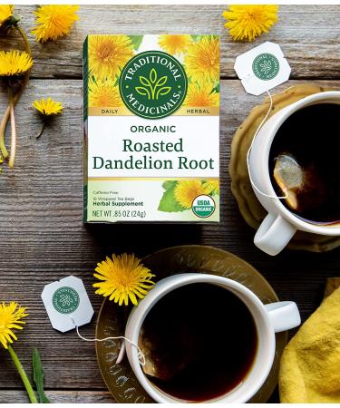 Organic Roasted Dandelion Root Tea - Caffeine Free - 16 Bags | Traditional Medicinals - Buy Online on GoSupps.com
