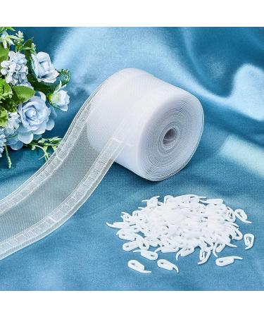 Transparent Wave Pleat Tape for Curtains - 10 Yards/100 Hooks Drapery Tape - Buy Online on GoSupps.com