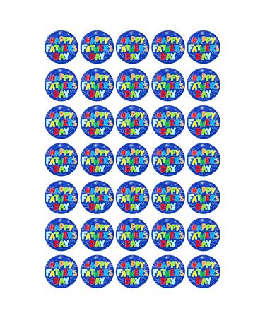 35 x Father's Day Blue Edible Wafer or Icing Cupcake Topper Fun Dad Party Cake Decorations Perfect For Brownies Cookies Muffins & More! (Premium Icing Sheet)
