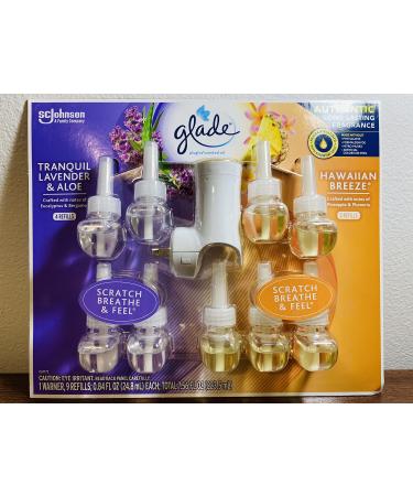 Glade Plugins Lavender Aloe & Hawaiian Breeze, 9 Scented Oil Refills and 1 Warmer - Buy Online on GoSupps.com