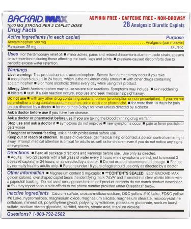Backaid Max: Aspirin-Free Pain Relief for Backache, Leg Pain, Sciatica - 28 ct - Buy Online on GoSupps.com