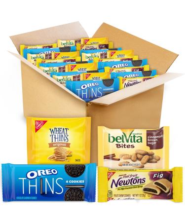 OREO Thins, belVita Bites Cinnamon Brown Sugar Breakfast Biscuits, Wheat Thins & Fig Newtons Variety Pack, School Lunch Box Snacks, 53 Snack Packs 53 Count (Pack of 1)