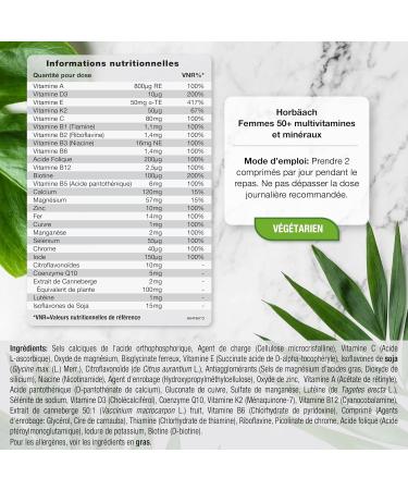 Multivitamins Women 50 Years | 27 Multivitamins Minerals and Essential Plants | with Vitamin C for Normal Collagen Formation Biotin B6 and B12 | 120 Vegetarian Tablets | by Horbaach - Buy Online on GoSupps.com