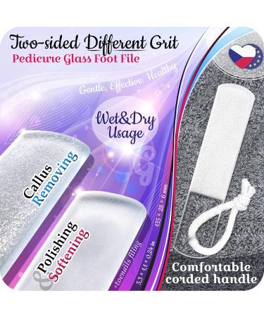 Gladzy Travel Set: Czech Glass Nail File & Callus Remover Foot Rasp - Professional Manicure/Pedicure Kit with Premium EU Quality - Double Sided Etched Grit Surface - Includes Cotton Towel - Pack of - Buy Online on GoSupps.com