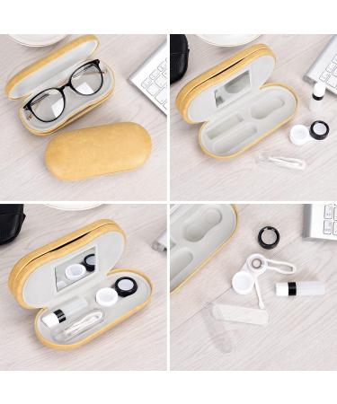 MUF 2-in-1 Contact Lens & Glasses Case - Portable Double-Sided Leakage-Proof Travel Set with Tweezers & Lens Bottle (Yellow) - International Shipping Available - Buy Online on GoSupps.com