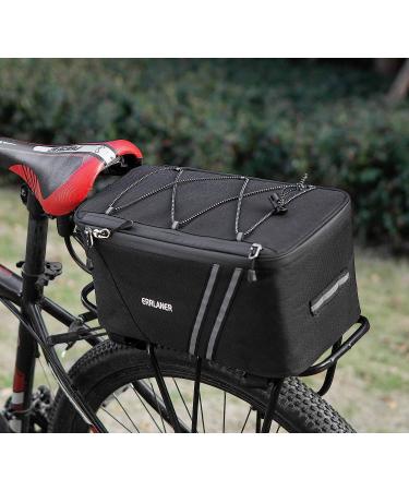 Insulated Bicycle Rack Rear Carrier Bag | 11L Capacity | Reflective MTB Pannier Shoulder Bag with Rain Cover - Black - Buy Online on GoSupps.com