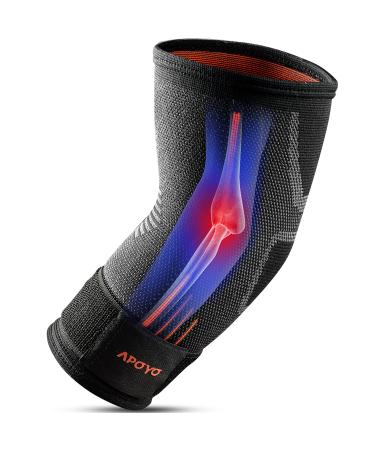 APOYO Elbow Brace for Tendonitis and Tennis Elbow, Elbow Compression Sleeve, Tennis Elbow Brace for Men and Women, Golfer Elbow Treatment, With Adjustable Strap for Weightlifting, Arthritis, Workouts, Reduce Joint Pain Dur