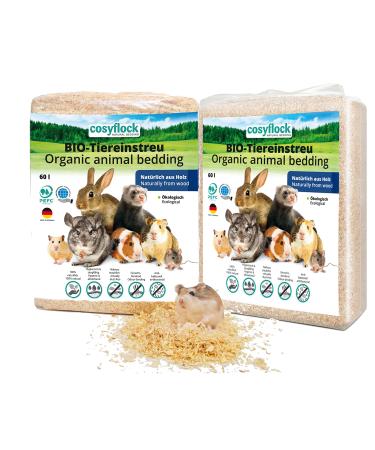 Cosypet animal inlet flakes for rabbits hamsters rodents and birds 100% organic + naturally - strongly absorbent + odor binding - wood litter (flakes 6.4 kg) (2x3.2kg) flakes 6.4kg (2x3.2kg)