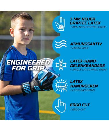 Gripmode Junior Goalkeeper Gloves with Removable Fingersave Protection - Size 4-6 | Premium Latex Grip Soccer Gloves for Kids - Aqua Color - Buy Online on GoSupps.com