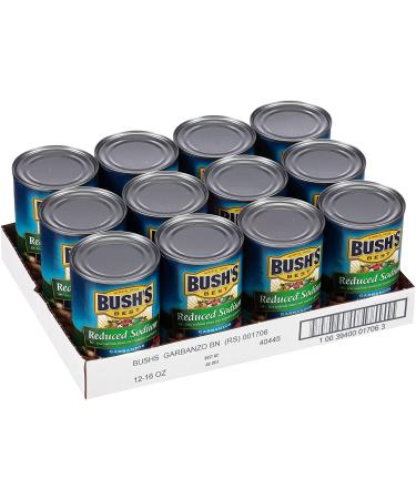 BUSH'S BEST Reduced Sodium Garbanzo Beans 16 oz (12 cans) - Plant Based Protein, Fiber, Low Fat, Gluten Free - Buy Online on GoSupps.com