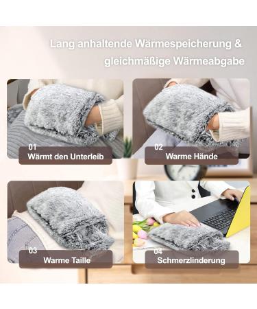 OBQO 2.0L Hot Water Bottle with Soft Cover - Leak-Proof Fluffy Natural Rubber Hand Warmer - Ideal Gift for Kids & Adults (Gray) - Buy Online on GoSupps.com
