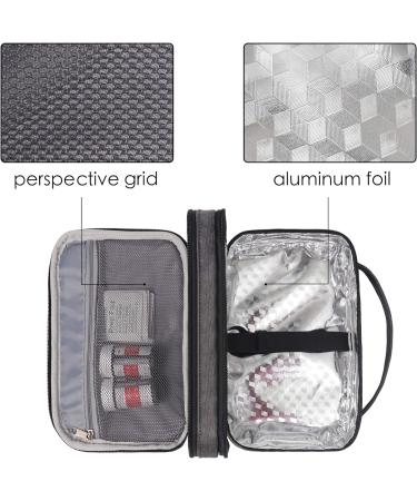 LAVIEVERT Diabetes Travel Carry Bag Insulin Cooler Case Diabetic Medication Cooler Diabetic Care Organizer with a Shoulder Strap and 4 Ice Packs - Dark Gray - Buy Online on GoSupps.com