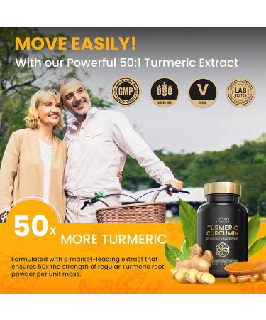 High Strength 3000mg Turmeric Capsules with Ginger & Black Pepper | 8 Month Supply | Made in UK | Joint Care Supplement - Buy Online on GoSupps.com