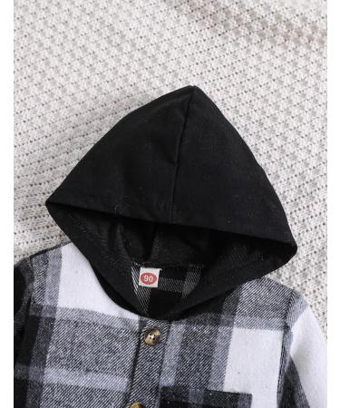 Qiraoxy Toddler Baby Boy Plaid Hoodie Sweatshirt Set 1-2 Years Black - Buy Online on GoSupps.com