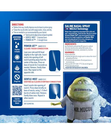 Mucinex Sinus Clear & Cool Saline Nasal Spray & Sinus Rinse with Aloe & Menthol Drug-Free Non-Drowsy Nasal Irrigation with 2-in-1 Jet + Mist Spray Nozzle for Cold & Allergy Season 4.5 oz 4.5 Ounce (Pack of 1) - Buy Online on GoSupps.com