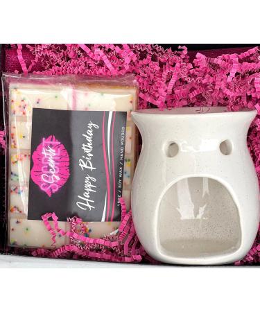 Happy Birthday Wax Melt Bars Set - Highly Scented Colorful Bars - 2 Bars 10 Pieces - Made with Natural Soy Wax - Ceramic Fragrance Tealight Warmer/Burner