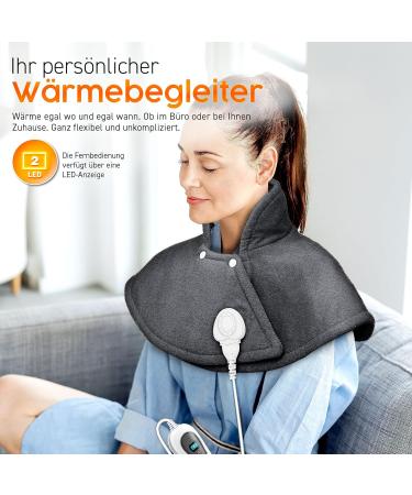 Sinn Electric Heating Pillow for Shoulder Neck & Back | 3 Temperature Levels & Auto Shut-Off | 100W Heating Cape in Anthracite - Buy Online on GoSupps.com