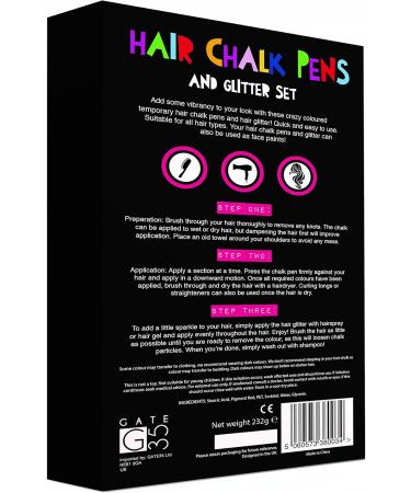 Deluxe Haircover Pins & Glitter Set - 12 Chalk & 4 Glitter Colored Pencils | Perfect Rainbow Birthday Gift for Girls - International Shipping Available - Buy Online on GoSupps.com