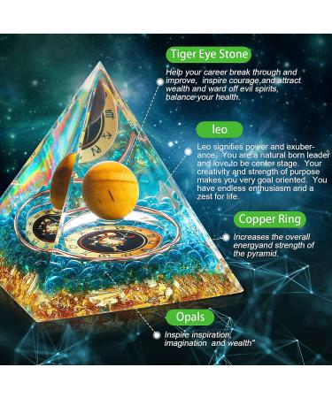 HuiJuKeJi Healing Crystals Leo Orgonite Pyramid with Tiger Eye Stone - Astrology Energy Healing Gift for Leo with Birthstone - 6cm - Buy Online on GoSupps.com