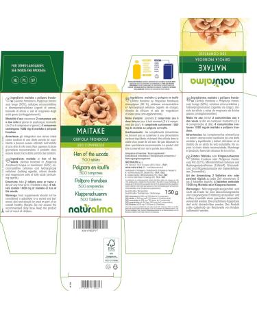 Maitake or Polypore in Tuft (Grifola frondosa or Polyporus frondosus) Naturalma Mushroom 150 g 300 Tablets Food Supplement Natural and Vegan - Buy Online on GoSupps.com