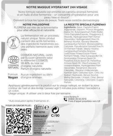  Florena FLORENA 24H Hydrating Face Mask with Fermented Olive Oil and Camellia (1 x 10ml) Face Care for All Skin Types Face Mask Enriched with Omega 6 and 9 - Buy Online on GoSupps.com