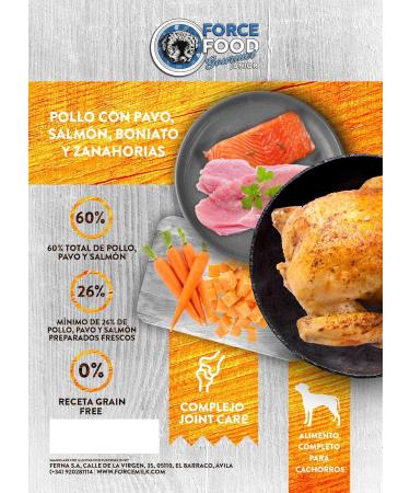 FORCEFOOD Gourmet Junior Grain Free Puppy Food Turkey Chicken Salmon Sweet Potato & Carrot 6kg - Buy Online on GoSupps.com