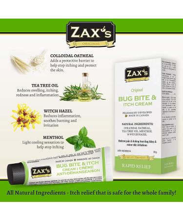 Zax's Original Bug Bite & Anti-Itch Cream - Natural Mosquito Bite Relief - Effective & Soothing - Paraben-Free - 28g - Buy Online on GoSupps.com