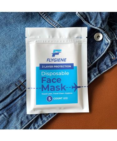 Travel Size Face Mask - 3 Ply Blue Disposable Face Masks for Adults - TSA Approved for Air Travel - 25 Count (5 Packs of 5) - Breathable & Comfortable - Buy Online on GoSupps.com