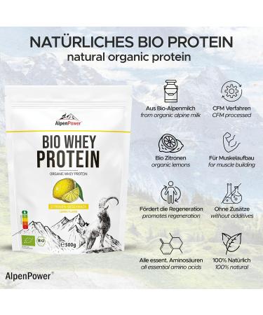 Alpine Power Organic Whey Protein - 500g Lemon Flavor | 100% Natural & Additive-Free | Premium CFM Protein from Organic Alpine Milk - Buy Online on GoSupps.com
