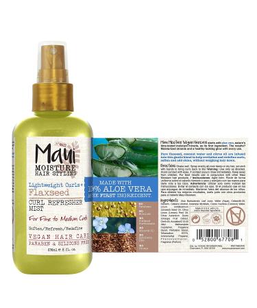 Maui Moisture Lightweight Curls + Flaxseed Curl Refresher Mist - 8oz Vegan Formula with Aloe Vera, Flaxseed Oil & Coconut Water - Paraben & Silicone Free for Defined Curls - Buy Online on GoSupps.com