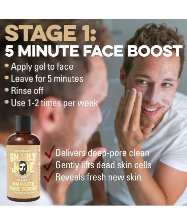 Gnarly Joe 5 Minute Face Boost. 2-Stage Ultimate Skin Care Solution for Men: Gentle Exfoliate and Face Clean plus Face Cream. 100 ml and 30 ml - Buy Online on GoSupps.com