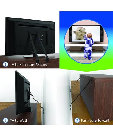 Anti Tip Furniture Anchor & TV Straps w/Ultra-Strong Mounting Hardware & Safety Stud Finder Locks-in Heavy Objects for Instant Earthquake  Child & Baby Proofing (Black  4 Straps + Stud Finder) - Buy Online on GoSupps.com