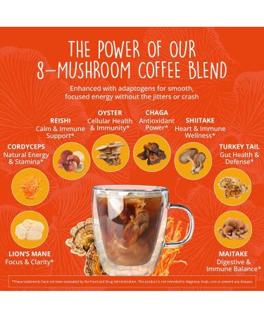 Happy Healthy Hippie Mushroom Coffee Instant with 125mg Caffeine Lion s Mane Cordyceps Reishi & Chaga | Adaptogen Nootropic Instant Mushroom Coffee for Energy & Focus | Medium Roast 30 Servings - Buy Online on GoSupps.com