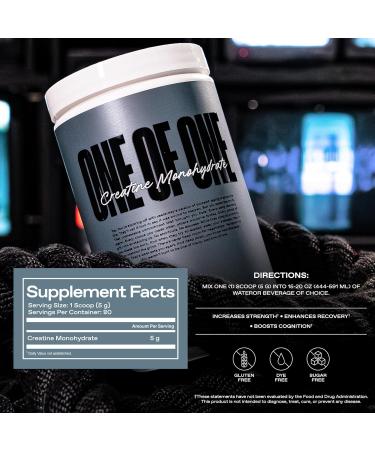 ONE of ONE Creatine Monohydrate Powder Pure Micronized Creatine for Muscle Growth, Strength & Recovery Unflavored, No Fillers, Keto & Vegan-Friendly Unflavored, 80 Servings - Buy Online on GoSupps.com