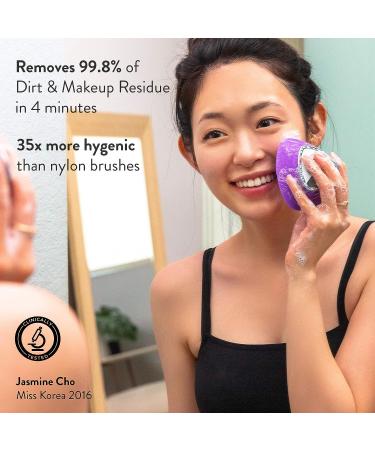 Silicone Sonic Facial Cleansing Brush - Deep Cleaning Exfoliating Face Scrubber for Normal & Sensitive Skin - Waterproof & Rechargeable - Purple - Buy Online on GoSupps.com