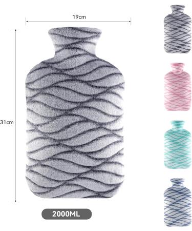Samply 2L Hot Water Bottle with Soft Cover - Cozy Pain Relief for Back, Neck, and Shoulders - Grey - Buy Online on GoSupps.com
