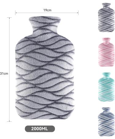Buy 2L Gray Hot Water Bottle with Removable Washable Cover Cold Protection for Adults & Children International Shipping Available - Buy Online on GoSupps.com