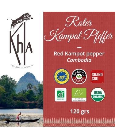 Khla Kampot Pepper Red Organic 120g | Sweet & Fruity Red Peppercorns | Grand Cru Quality from Cambodia | Ideal for Your Kitchen - Buy Online on GoSupps.com