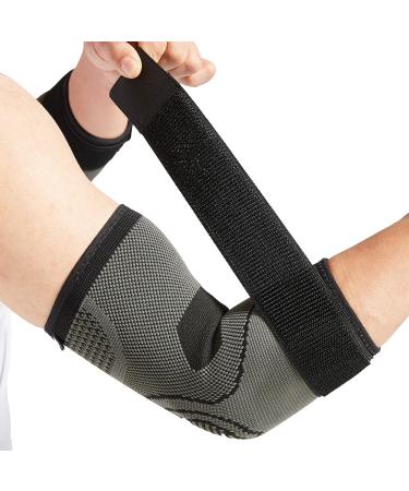 Elbow Brace with Strap for Tendonitis 2 Pack, Tennis Elbow Compression Sleeves, Golf Elbow Treatment Large (Pack of 2)