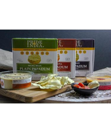 Pride Of India Spicy Chickpea Masala Papadum Lentil Crisps 10ct - Gluten-Free Vegan Crackers 3.53oz - Healthy Protein Fiber & Iron Rich Snacks - Buy Online on GoSupps.com