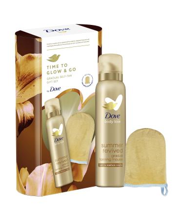Dove Time to Glow and Go Gradual Self-Tan Gift Set with a tan applicator mitt for her 1 piece