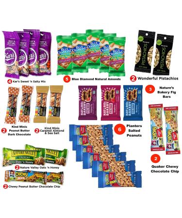 Healthy Care Package: Bars & Nuts Variety Gift Box (30 Count) - Perfect for Kids, Adults, College Students - Ideal Present for Boys and Girls - Buy Online on GoSupps.com