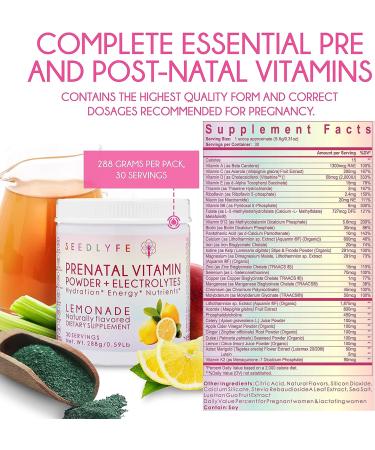 Seedlyfe Prenatal Vitamin Powder with Electrolytes - Pregnancy Must-Have Supplement, Lemonade Flavor - Buy Online on GoSupps.com