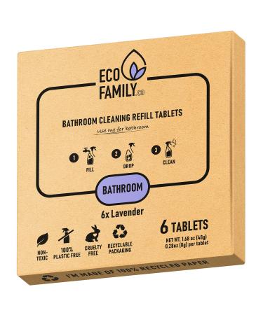 Eco Family Bathroom Cleaning Tablets Refill (6x 8g) | Eco-Friendly Plastic-Free Non-Toxic Cruelty-Free | Lavender Scent | For All Bathroom Surfaces | Dissolve in Water